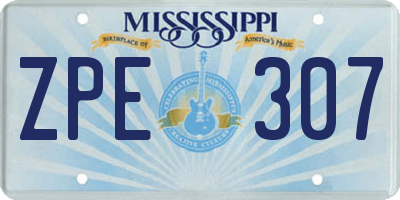 MS license plate ZPE307