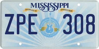 MS license plate ZPE308