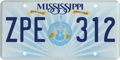 MS license plate ZPE312