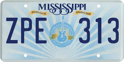 MS license plate ZPE313