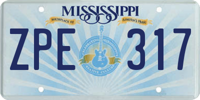 MS license plate ZPE317