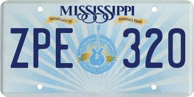 MS license plate ZPE320
