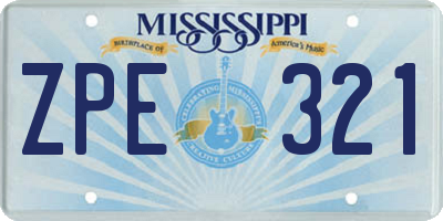 MS license plate ZPE321