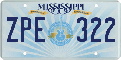 MS license plate ZPE322