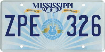 MS license plate ZPE326