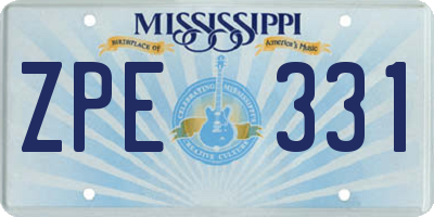 MS license plate ZPE331