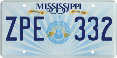 MS license plate ZPE332
