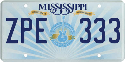 MS license plate ZPE333