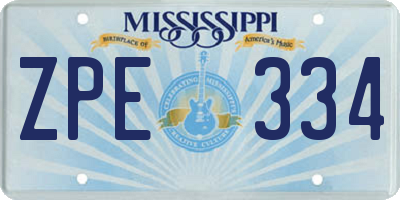 MS license plate ZPE334