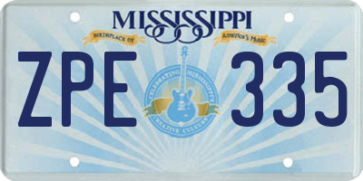 MS license plate ZPE335