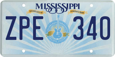 MS license plate ZPE340