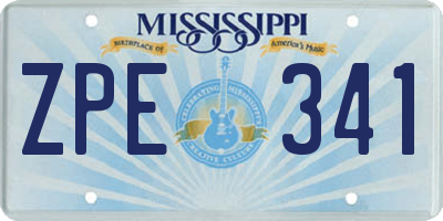 MS license plate ZPE341
