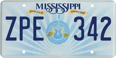 MS license plate ZPE342