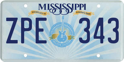 MS license plate ZPE343