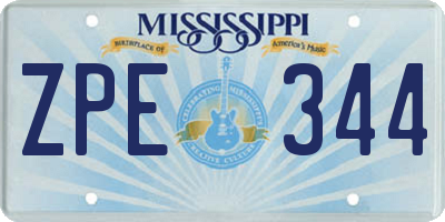 MS license plate ZPE344