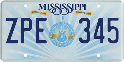 MS license plate ZPE345