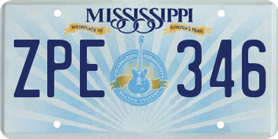 MS license plate ZPE346
