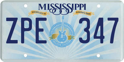 MS license plate ZPE347