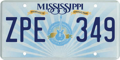 MS license plate ZPE349