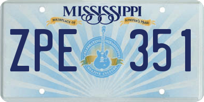 MS license plate ZPE351