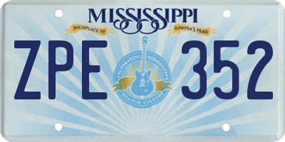 MS license plate ZPE352