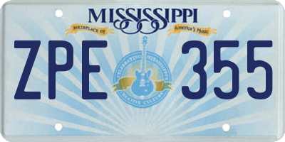 MS license plate ZPE355