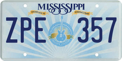MS license plate ZPE357
