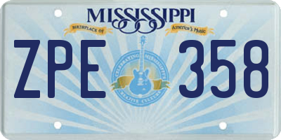 MS license plate ZPE358