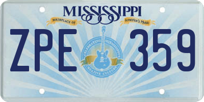 MS license plate ZPE359
