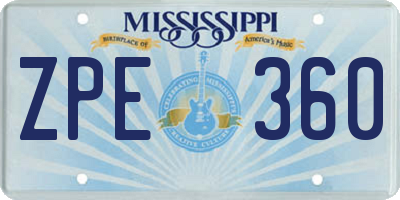 MS license plate ZPE360