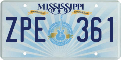 MS license plate ZPE361