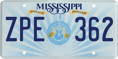 MS license plate ZPE362