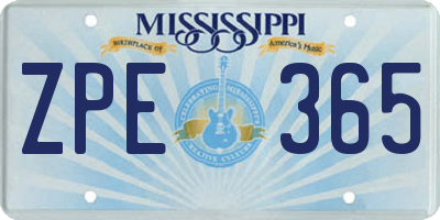 MS license plate ZPE365