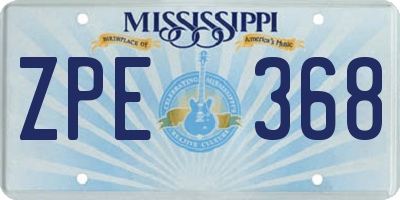 MS license plate ZPE368