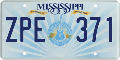 MS license plate ZPE371