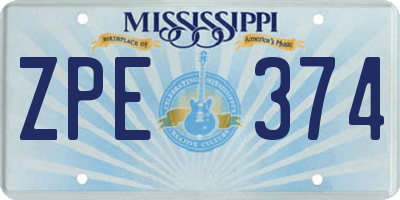 MS license plate ZPE374