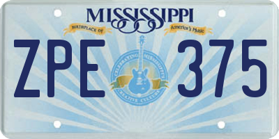 MS license plate ZPE375