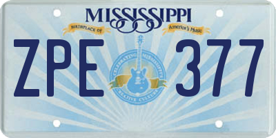MS license plate ZPE377