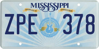 MS license plate ZPE378