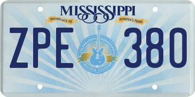 MS license plate ZPE380