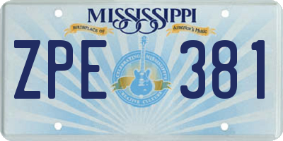 MS license plate ZPE381