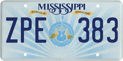 MS license plate ZPE383