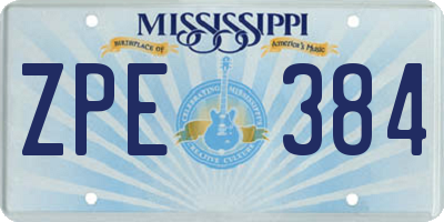 MS license plate ZPE384