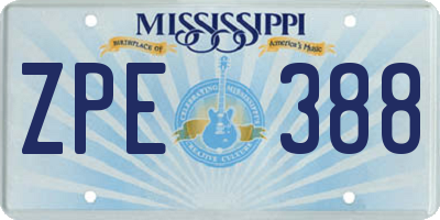 MS license plate ZPE388
