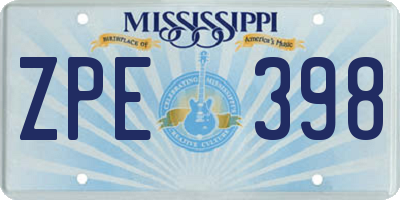 MS license plate ZPE398
