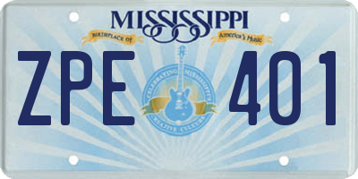 MS license plate ZPE401