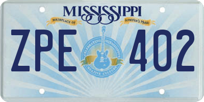 MS license plate ZPE402