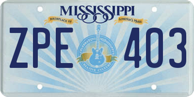 MS license plate ZPE403