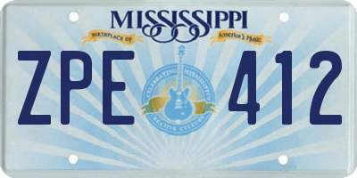 MS license plate ZPE412