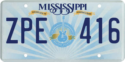 MS license plate ZPE416